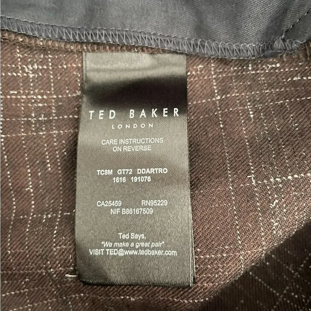 Ted Baker Men's Ddarto‎ Boucle Classic Fit Trousers Brown Pattern 36R